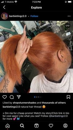 Copper Color Black Women, Ginger Color On Short Natural Hair, Natural Hair Colored Black Women, Ginger Relaxed Hair Black Women, Copper Ginger Curly Hair, Copper Silk Press, Color Silk Press Natural Hair, Spiced Amber Hair Color Black Women, Burnt Orange Hair On Black Women