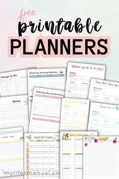 Free Printable Planners For Home And Life. Using planners, you will be organized which will result in less stress and overwhelm! Take a look at these printable planner pages for different life categories. You can print out multiple pages to create your own planner or add these free pages to your Life Planners or home binders. Life Planner Printables Free, Planner Categories, Free Study Planner, A5 Planner Printables Free, Free Printable Planner Pages, Life Organization Printables, Free Planner Printables, Life Planner Printables, Wedding Planning Templates