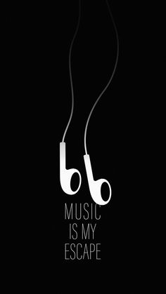 an image of headphones with the words music is my escape