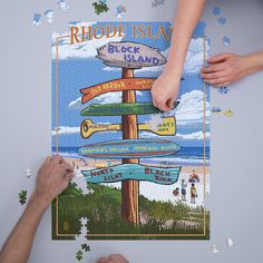 Puzzle (Block Island, Rhode Island, Sign Destinations, Lantern Press Poster), 1000 pieces Puzzle Lantern Press Point Pleasant Beach, Stone Harbor, Long Beach Island, Point Pleasant, Puzzle For Adults, Block Island, Large Framed Prints, Outdoor Stickers, Sign Post