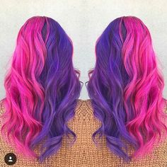 Purple And Pink Hair, Bright Purple Hair, Pink And Purple Hair, Black Cherry Hair, Blue Purple Hair, Pink Purple Hair, Pink Ombre Hair, Split Dyed Hair