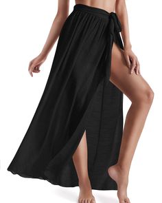 PRICES MAY VARY. Adjustable Waistband: Suit US 4-12,Advice Wasit 64cm/25.2"-94cm/37"(Waist 84cm-Not Incloude Belt Length;Length 108cm)The beach skirt wrap cover up with adjusting belt is suitable for most women and girls to wear in hot summer. The waistband can help show your slim body High-quality Fabric: This Eicolorte sarong wrap skirt is made of slub yarn material with soft touch feeling and exquisite handicraft, makes it comfortable for women to wear Chic Design: This gorgeous wrap maxi ski Swimsuit Wrap Skirt, Sarong Swimsuit Cover, Shein Swimsuit, Beach Wrap Skirt, Swimsuit Wrap, Skirt Coverup, Beach Sarong, Wrap Maxi Skirt, Coverup Skirt