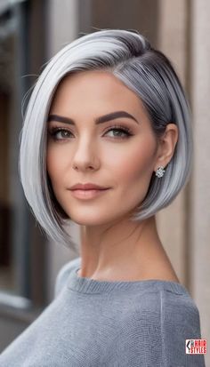 Grey Long Bob Hairstyles, Gray Short Hair, Gray Bob, Melena Bob, Gray Hairstyles, Κούρεμα Bob, Grey Bob