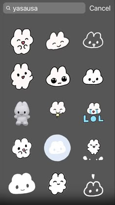 some stickers that are on the back of a cell phone, with different expressions