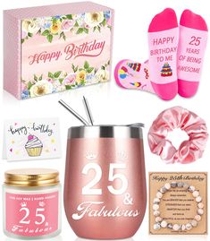 PRICES MAY VARY. 【25th Birthday Gifts for Women】Our exquisite gift box is made to impress everyone at first sight,try this unforgettable cute gift set for 25th birthday girl! Your loved one will certainly feel spoiled! On her 25th birthday, Awfrky exclusive and carefully curated gift box is a meaningful gifts for your daughter, niece, sister or granddaughter to warm her heart & let her know she is special! 【Gift for 25 Year Old Female】Packed with thoughtfully selected pieces, each item is chosen 18th Birthday Gifts For Girls, Girl Birthday Gifts, 17 Birthday, Happy 25th Birthday, 17th Birthday Gifts, 25th Birthday Gifts, Birthday Basket, Wax Flower, Gifts Box