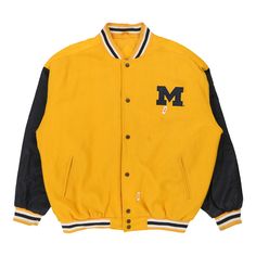 Vintage yellow Steve And Barrys Varsity Jacket - mens x-large Retro Cotton Varsity Jacket With Letter Print, Varsity Jacket With Baseball Collar For Campus, Retro Cotton Varsity Jacket For Sports, Retro Varsity Jacket With Letter Patch And Baseball Collar, Collegiate Varsity Jacket With Baseball Collar For School, Retro Track Jacket With Baseball Collar, Retro Track Jacket With Baseball Collar For Streetwear, Retro Cotton Varsity Jacket For College, Collegiate Cotton Varsity Jacket For Game Day