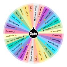 a spinning wheel with the words spin written in different languages and colors on each side