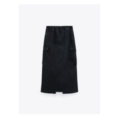 CARGO SKIRT Utility Style Workwear Jeans With Elastic Waistband, Zara High-waisted Jeans, Zara Black Jeans With Pockets, Black Zara Jeans With Pockets, Zara Utility Bottoms, Zara Denim Pants With Pockets, Trendy Zara Bottoms For Streetwear, Rib Knit Cardigan, Cargo Skirt