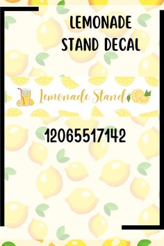 a business card with lemons on it and the words lemonade stand written in black