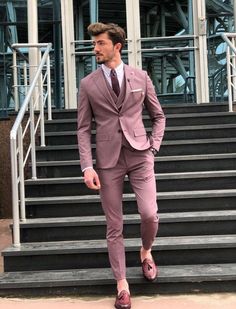 Pink Suit Men, Suits For Guys, Suit For Men Wedding, Slim Fit Suit Men, Wedding Suits Groom