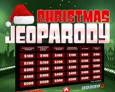 the christmas jeeparody game is being played on an interactive tv screen