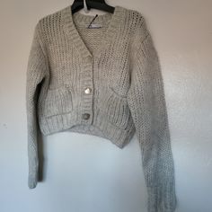 Nwt Super Chic Alpaca/Wool Chunky Knit Grey Limited Edition Zara Cardigan. Wear It With Anything! Small Zara Cable Knit Outerwear For Fall, Zara Knitted V-neck Cardigan, Wool Chunky Knit V-neck Cardigan, Zara Long Sleeve Cable Knit Outerwear, Zara Chunky Knit Winter Cardigan, Zara Cozy Cable Knit Cardigan, Zara Knit Sweater Coat For Fall, Zara Long Sleeve Chunky Knit Cardigan, Zara Cozy V-neck Cardigan