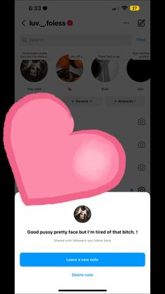 a pink heart on an iphone screen