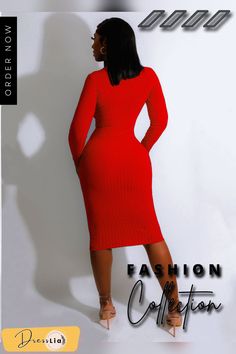 Fall Long Sleeve Bodycon Cut Out Knitted Dresses Solid Color Bodycon Dress For Fall, Winter Knee-length Non-stretch Bodycon Dress, Solid Sheath Bodycon Winter Dress, Winter Solid Color Midi Length Bodycon Dress, Casual Sweater Dress For Night Out, Winter Knee-length Solid Color Bodycon Dress, Winter Non-stretch Solid Color Bodycon Dress, Casual Ribbed Bodycon Party Dress, Solid Color Midi Bodycon Winter Dress