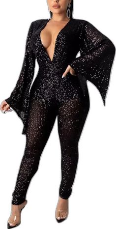 Fall Party V-neck Bodysuit, Flirty V-neck Bodysuit For Party, Glamorous Long Sleeve Sequined Bodysuit, Fitted V-neck Party Bodysuit, Fitted V-neck Bodysuit For Party, Fall V-neck Bodysuit For Night Out, Elegant Long Sleeve Sequin Bodysuit, Elegant Party Bodysuit For Fall, Chic Party Bodysuit For Fall