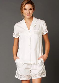 Play Favorites Short Sleeve Cotton Pajama | Julianna Rae Summer Bedtime Short Sleeve Tops, Summer Short Sleeve Bedtime Top, Short Sleeve Summer Bedtime Tops, Relaxed Fit Short Sleeve Tops For Pajama Party, Cotton Short Sleeve Sleepwear For Home, Cotton Tops For Home In Summer, White Short Sleeve Sleepwear For Pajama Party, Summer Short Sleeve Tops For Home, Short Sleeve Cotton Sleep Top