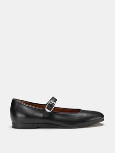 Black leather mary jane flats with a buckle, cushioned calf leather insole and leather piping. 13mm heel. Made in Italy. Black Leather Mary Jane Flats, Leather Mary Jane Flats, Current Obsession, Mary Jane Flats, Leather Mary Janes, Green Leather, Shoe Sale, White Leather, Pumps Heels