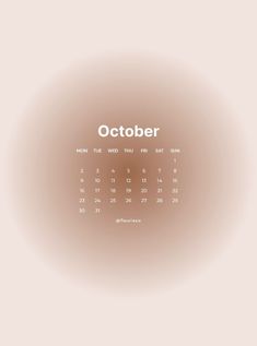 a calendar with the word october on it