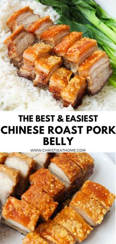 the best and easy chinese roast pork belly recipe is made with rice, broth, and spices