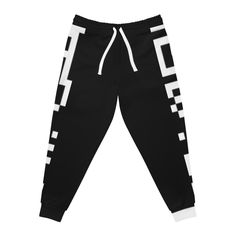 Are you tired of boring, run-of-the-mill joggers? Want to level up your streetwear game with a touch of tech-inspired style? Look no further! Our Black Joggers with QR Print Side Stripes are here to shake up your wardrobe and bring the fun back to fashion! Imagine rocking these black and white athletic joggers that are not only comfy but also ooze coolness with their Japanese streetwear vibes. QR Code Side Stripe design is like a wearable work of art that's sure to turn heads. But these joggers Sporty Pants With Logo Print For Sports, Black Logo Print Joggers For Streetwear, Sporty Black Sweatpants With Logo Print, Athleisure Streetwear Pants With Logo Print, Sporty Black Pants With Logo Print, Sporty Graphic Print Joggers For Sports, Athleisure Sports Pants With Graphic Print, Athleisure Pants With Graphic Print For Sports, Sporty Graphic Print Joggers For Streetwear