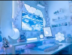 a desktop computer sitting on top of a white desk