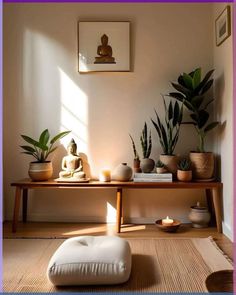 Yoga Study Room, Spare Bedroom Yoga Space, Meditation Set Up, Peaceful Space Ideas, Studio Corner Ideas, Meditation Aesthetic Room, Goldenrod Bedroom, Zen Yoga Room Ideas Home, Small Yoga Room At Home