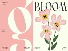 a magazine cover with pink flowers on it's front and back covers in the same color