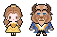 two pixellated images of the same character