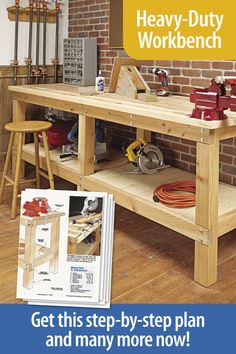 a workbench with tools on the table and instructions for how to use it