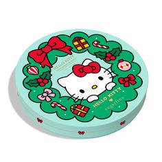 the hello kitty christmas wreath tin is shown