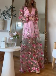 Zip Up Stretch 95% Polyester 5% Spandex Dresses For Baby Shower, Flowy Gown, Midi Dress Long Sleeve, Maternity Dresses For Baby Shower, Hip Hop Women, Embroidered Maxi Dress, Pink Maxi, Butterfly Dress, Floral Fashion