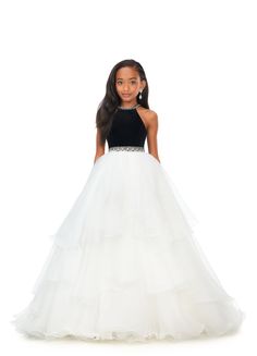 Ashley Lauren Kids 8179 Girls Halter Ball Gown Pageant Dress with Handkerchief Skirt   This kids halter style ball gown is accented with a velvet bodice. The neckline and waistline are embellished with crystal details. The full organza handkerchief style skirt is sure to wow! Halter Ball Gown, Ashley Lauren, Handkerchief Style, Handkerchief Skirt, Pageant Dress, Fabric Suppliers, Glass Slipper, Style Skirt, Halter Style