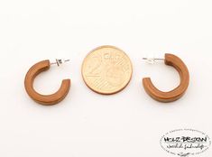 Wooden Hoop Earrings Wood Ear Studs Creolen 16mm small Hoops Cheap Brown Small Hoop Jewelry, Handmade Small Brown Hoop Earrings, Wood Bead Hoop Earrings, Brown Hoop Single Earring, Everyday Brown Wood Earrings, Wooden Hoop, Ear Studs, Boho Earrings, Post Earrings