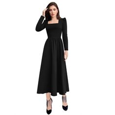 (Maxi Style) Women's 2023 Long Sleeve Casual Pleated Flowy Maxi Fall Dress Square Neck Flowy Wedding Party Dresses Blacka M Features Quality Material This 2023 Women's Fall Dresses Soft And Cozy Wear, Comfortable, Breathe Freely, Lightweight And Stretchy, Flowy Long Maxi Dress. True To Us Size: Small (Us4-6),Medium (Us8-10),Large (Us12-14),X-Large (Us16-18)Please Choose Your Normal Size. Fashion Design Elegant/Fall/Casual/Pleated/Formal/Basic/Long/Maxi/Flowy/Loose/Fare/A-Line/Swing Dress, Fit Fl Fitted Midi Dress For Night Out By Amazon, Elegant Amazon Midi Dress, Elegant Long Sleeve Dresses By Amazon, Fitted Midi Dress For Date Night By Amazon, Fitted Black Dress By Amazon, Fitted Midi Dress For Date Night From Amazon, Black Fitted Dress By Amazon, Fitted Black Amazon Dress, Amazon Fitted Midi Dress For Date Night