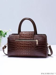 BagForLove - Exquisite Crocodile Embossed Top Handle Bag - Ideal Mothers Day Gift for Mom Product Description Color Coffee Brown Pattern Type Plaid Material PU Leather Closure Type Zipper Style Sporty Strap Type Double Handle Bag Size Small Size Chart INCH CM Bag Length Strap Length Bag Width Bag Height Handle Height Size 11.8 inch 47.2 inch 4.7 inch 7.5 inch 3.9 inch one-size Bag Length Strap Length Bag Width Bag Height Handle Height Size 30 cm 120 cm 12 cm 19 cm 10 cm one-size Details Pictures Brown Crocodile Pattern Handheld Bags, Brown Handheld Bag With Crocodile Pattern, Brown Crocodile Pattern Shoulder Satchel, Brown Crocodile Pattern Satchel For Office, Brown Crocodile Pattern Top Handle Satchel, Brown Crocodile Pattern Shoulder Bag With Double Handle, Brown Crocodile Pattern Office Bag, Brown Crocodile Pattern Bag For Office, Brown Crocodile Pattern Bags For Office