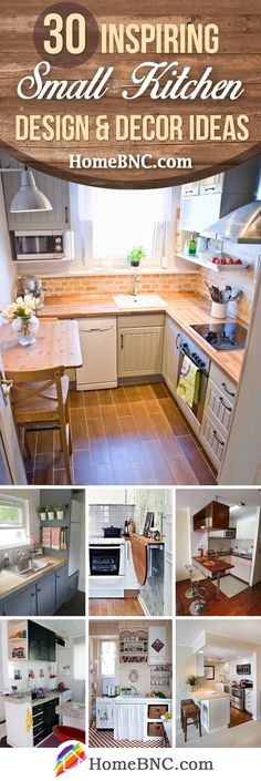 the inside of a kitchen with lots of counter space and decor on top of it