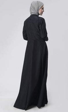 A perfect wardrobe piece for everyday/work Round neck Side pockets Front with box pleats & panel Embroidered abaya Full Sleeves FABRIC: Kashibo CARE: Machine wash cold Long Sleeve Abaya For Work, Solid Color Long Sleeve Abaya For Work, Solid Long Sleeve Abaya For Work, Modest Black Abaya For Formal Occasions, Modest Long Sleeve Abaya For Work, Modest Long Sleeve Thobe With Modesty Panel, Formal Long Solid Abaya, Modest Abaya With Modesty Panel, Solid Color Maxi Length Abaya For Work