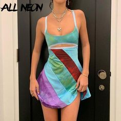 Slip Dress Aesthetic, Short Dress Styles, Y2k Dress, Dress Aesthetic, Backless Mini Dress, Mini Robes, Mini Slip Dress, Jennifer Garner, Patchwork Dress