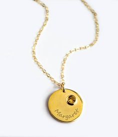 https://www.etsy.com/listing/545444876/?utm_content=bufferc1feb&utm_medium=social&utm_source=pinterest.com&utm_campaign=buffer November Birthstone Necklace, Personalized Bridesmaid Necklace, Citrine Necklace, Engraved Gemstone Disk Necklace, Custom Name Necklace #daniquejewelry Gold Engraved Birthstone Necklace For Personalized Gift, Personalized Engraved Gold Birthstone Necklace, Gold Sterling Silver Birthstone Necklace With Custom Name, Gold Engraved May Birthstone Necklace, Dainty Round Pendant Jewelry With Engraving Option, Personalized Gold Jewelry With Round Stone, Gold Birthstone Necklace With Name On Round Pendant, Gold Nameplate Charm Necklace With Birthstone, Personalized Round Pendant Birthstone Necklace