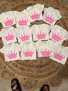 These monthly baby onesies make the perfect baby shower gift! Custom colors available. You will get 13 onesies ranging from Newborn-12 months. Personalized Cute Onesie For First Birthday, Personalized Pink Onesie For Birthday, Pink Onesie With Letter Print For First Birthday, Cute Customizable Onesie For Birthday, Customizable Cute Onesie For Birthday, Personalized Pink Onesie For First Birthday, Customizable Cute Bodysuit For Birthday, Pink Onesie For Birthday In Spring, Cute Personalized Onesie For Birthday