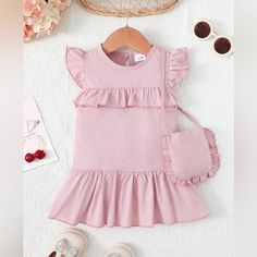 M.B.B Kids Ruffled Round Neck Mini Dress 5 - 10 Business Days Shipping From Overseas. Up To $4.99 Shipping Cost On This Product. 7 Day Return & Refund Features: Ruffledincludes: Bagmaterial Composition: 65% Cotton, 35% Spandexcare Instructions: Machine Wash Cold. Tumble Dry Low.Importedproduct Measurements:9-12m:Length 16.54 In, Shoulder 7.87 In, Bust 21.26 In12-18m:Length 17.72 In, Shoulder 8.35 In, Bust 22.44 In18-24m:Length 18.90 In, Shoulder 8.82 In, Bust 23.62 In2-3:Length 20.08 In, Shoulde Cute Solid Dresses With Ruffle Hem, Casual Ruffle Sleeve Dress For Playdate, Summer Ruffle Dress For Playdate, Pink Cotton Ruffle Dress With Ruffle Hem, Short Sleeve Dresses With Ruffles For Playdate, Sweet Ruffled Dress For Playdate, Solid Color Dresses With Ruffles In Cute Style, Flutter Sleeve Ruffle Dress For Playwear, Flutter Sleeve Dress With Ruffles For Playwear