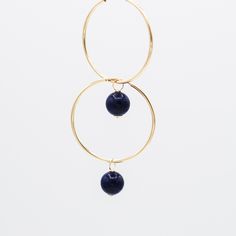 Midnight Blue Navy Quartz Hoop Drops - Jewel Ya Blue Brass Hoop Jewelry, Blue Hoop Brass Jewelry, Blue Wire Wrapped Hoop Earrings For Everyday, Everyday Blue Wire Wrapped Hoop Earrings, Blue 14k Gold Filled Hoop Jewelry, Blue Nickel-free 14k Gold-filled Hoop Earrings, Acrylic Containers, Airtight Storage, Jewelry Case