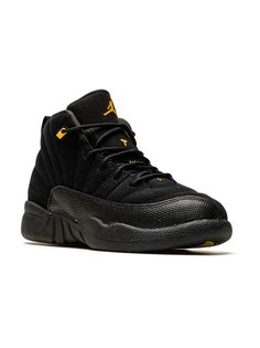 black calf leather signature Jumpman motif round toe front lace-up fastening ankle-length branded insole rubber sole These styles are supplied by a premium sneaker marketplace. Stocking only the most sought-after footwear, they source and curate some of the most hard to find sneakers from around the world. Jordan 12 Black Taxi, Jordan 12 Black, Air Jordan 12, Jordan 12, Jordans 12, Kids Jordans, Boys Clothing, Curator Style, Jordan Shoes