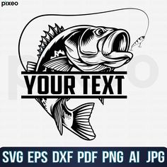 a large mouth bass fish with the words your text on it's back side