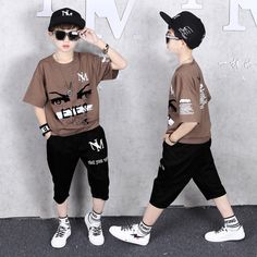 Baby Boy Summer, Boys Summer, Boys Summer Outfits, Kids Boutique Clothing, Comfy Shorts, Summer Clothing, Summer Boy, Cartoon T Shirts, Sports Suit