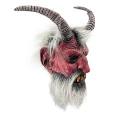 Hand Painted Lord Satan Latex Mask Devil Head Horror Demon Scary Hallo Krampus Mask, Scary Demon, Horror Demon, Demon Monster, Scary Halloween Masks, Movie Cosplay, Monster Mask, Horror Masks, Mask Party