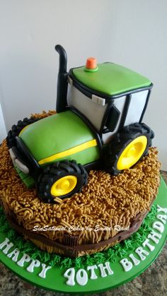 a birthday cake made to look like a tractor