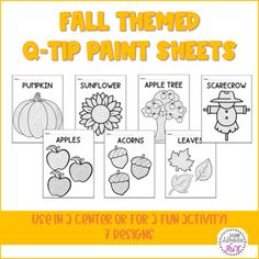 the fall themed q - tip paint sheets