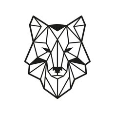 an animal made out of geometric shapes on a white background, with the head of a wolf