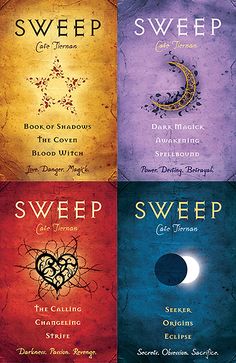 four book covers with the names of different books on them, all in different colors